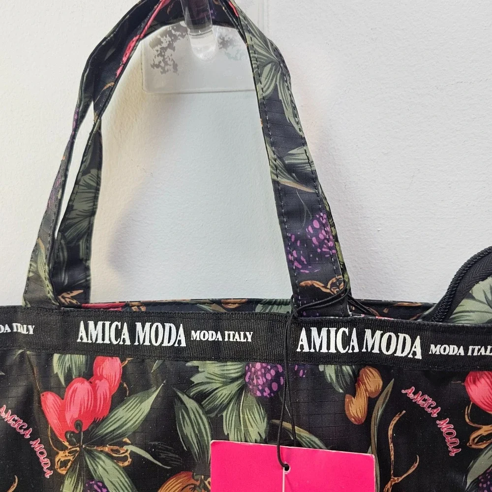 Italian Boho Prep Tote Bag Black‎ Dark Academia Garden School AMICA MODA Flawed